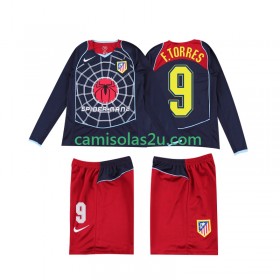 Camisolas de futebol Atlético Madrid F TORRES 9 2004 Retro Criança Equipamento Alternativa 2005 Manga Comprida